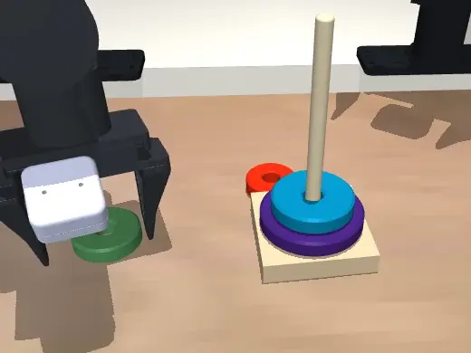 Matched MuJoCo ring-stacking replay